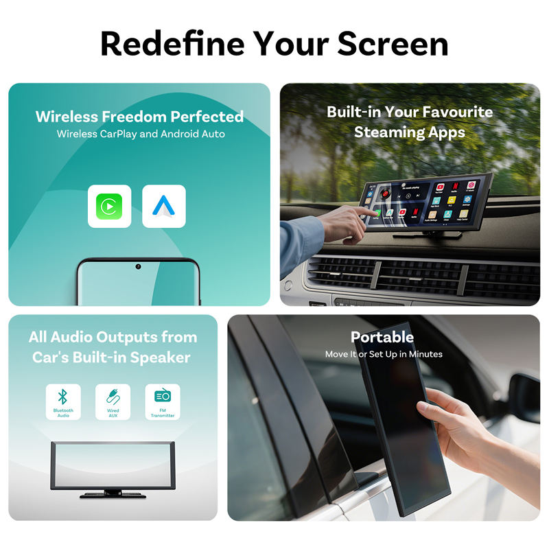 🍃50% OFF! 🔥11.4 Inch 4K Ultra HD Portable Car Touch Screen, Wireless CarPlay & Android Auto GPS Navigator, Worldwide Map Navigation, Plug & Play Car Entertainment Display with Netflix YouTube Support & 1-Year Warranty