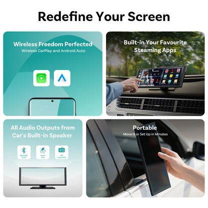 🍃50% OFF! 🔥11.4 Inch 4K Ultra HD Portable Car Touch Screen, Wireless CarPlay & Android Auto GPS Navigator, Worldwide Map Navigation, Plug & Play Car Entertainment Display with Netflix YouTube Support & 1-Year Warranty