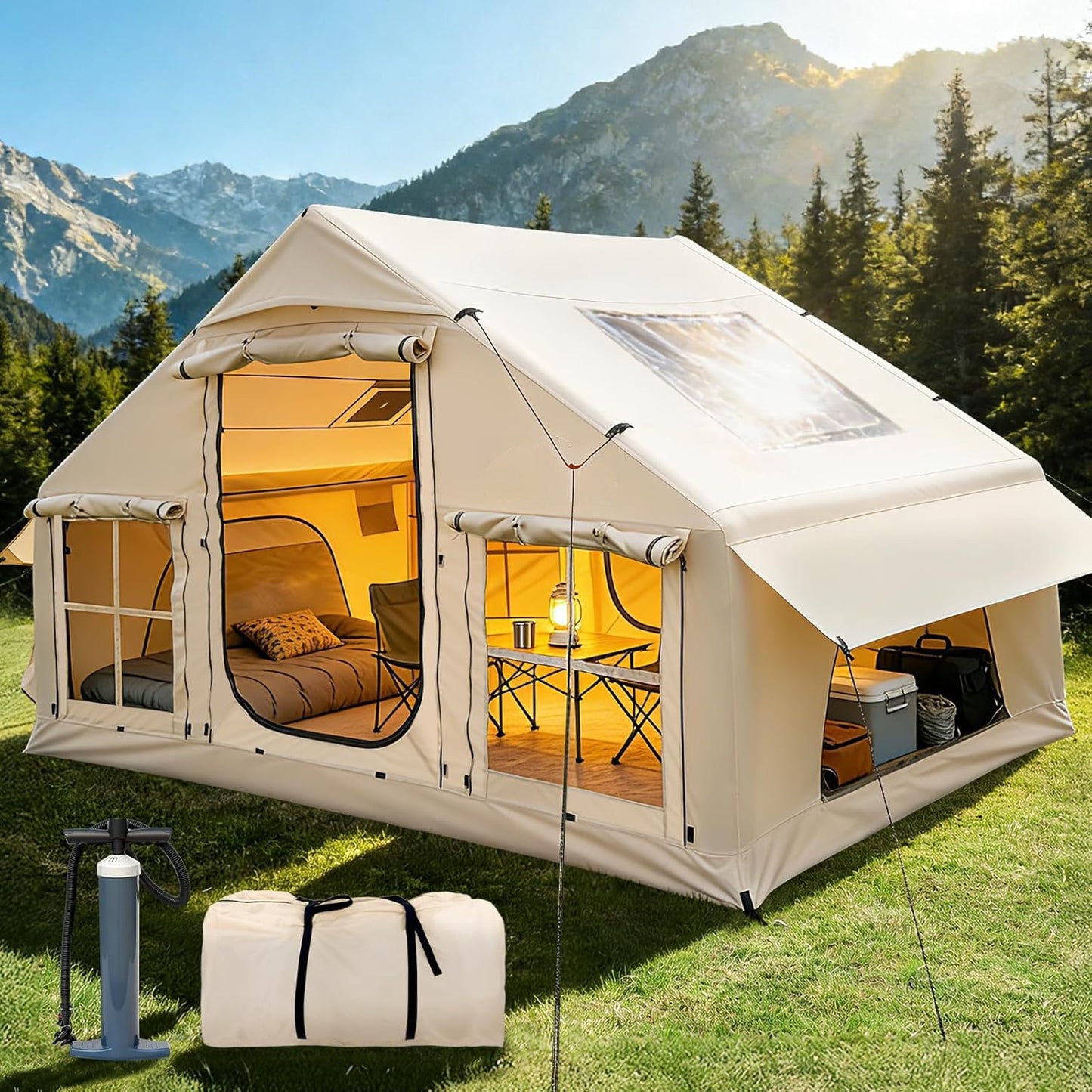🔥Hot Sale - Waterproof Lightweight Oxford Cloth Automatic Inflatable Tent With Camping Equipment