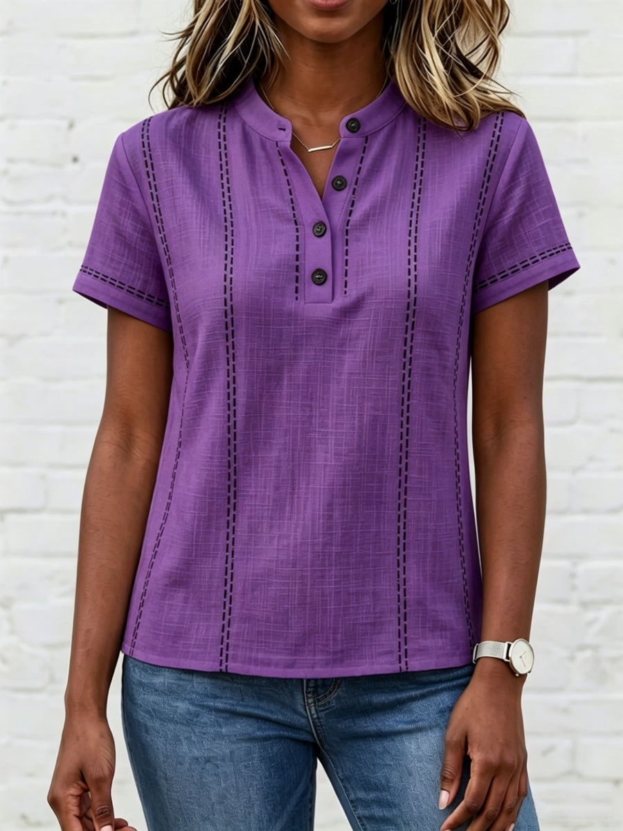New Arrivals🔥 Women's V-neck Short-sleeve Casual Loose Cotton-linen Top