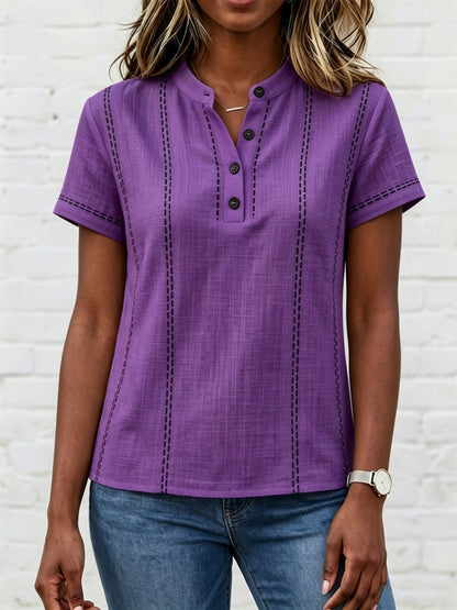 New Arrivals🔥 Women's V-neck Short-sleeve Casual Loose Cotton-linen Top