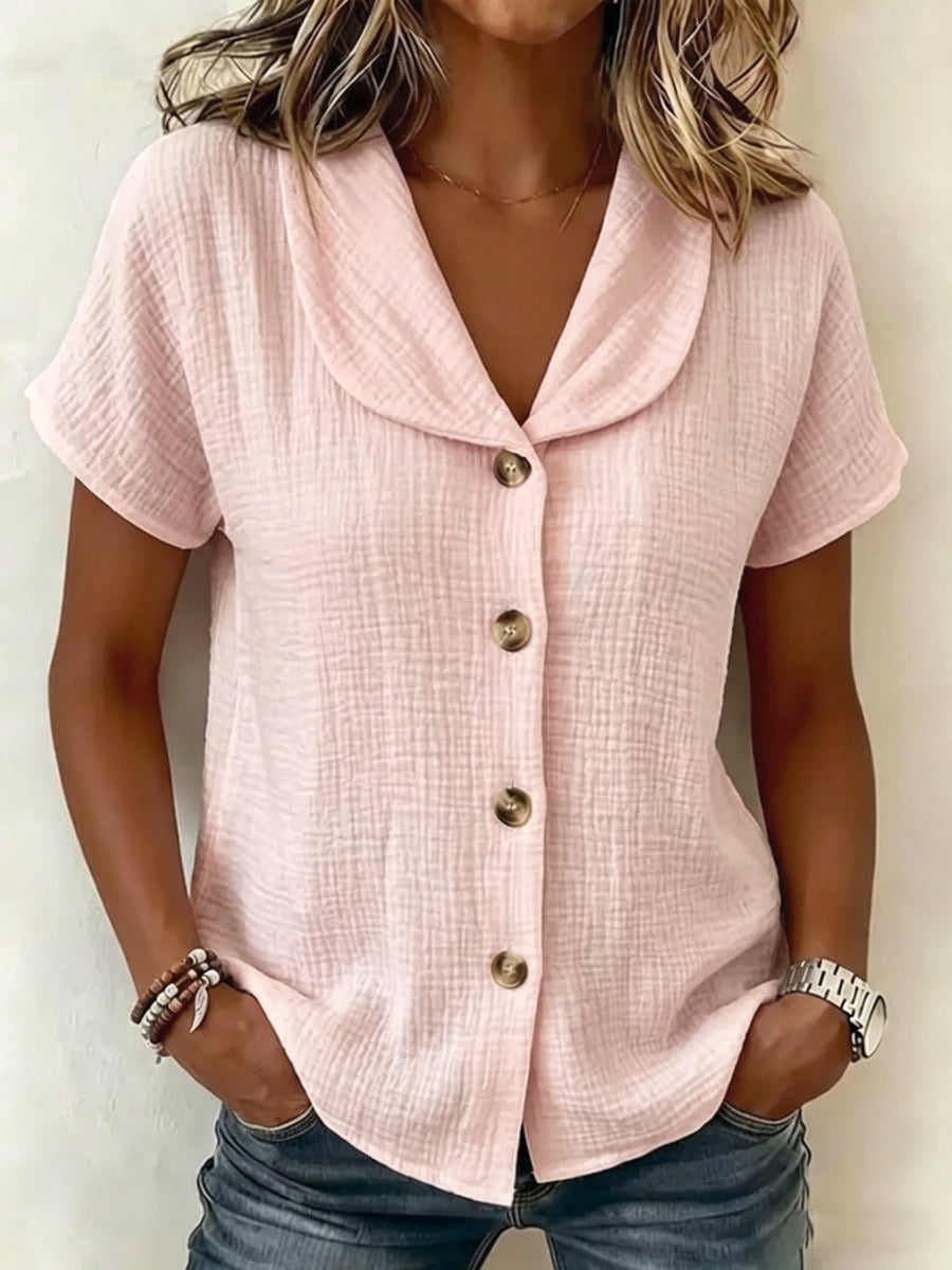 New Arrivals🔥 Women's Simple Button-decorated Cotton And Linen Shirt
