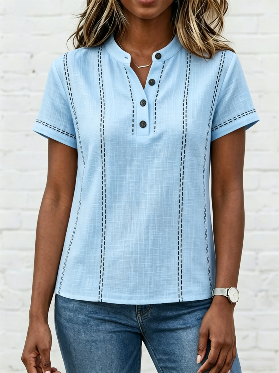 New Arrivals🔥 Women's V-neck Short-sleeve Casual Loose Cotton-linen Top