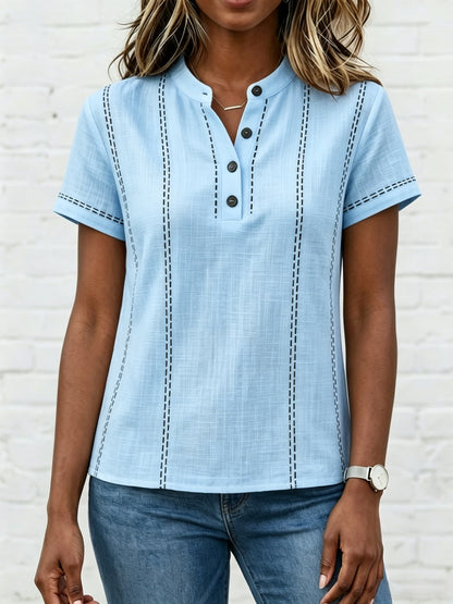 New Arrivals🔥 Women's V-neck Short-sleeve Casual Loose Cotton-linen Top