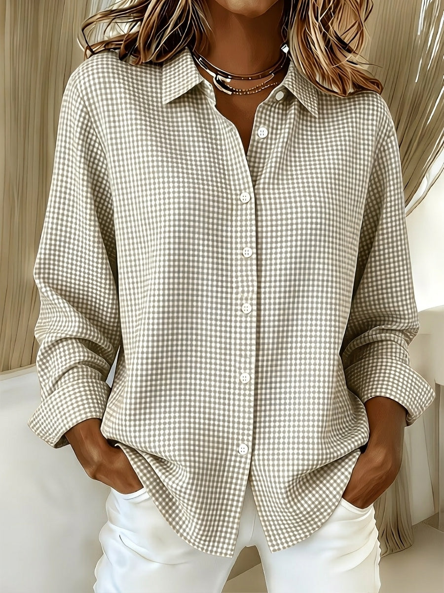 New Arrival🔥 Women's Casual Gingham Long Sleeve Button Down Shirt