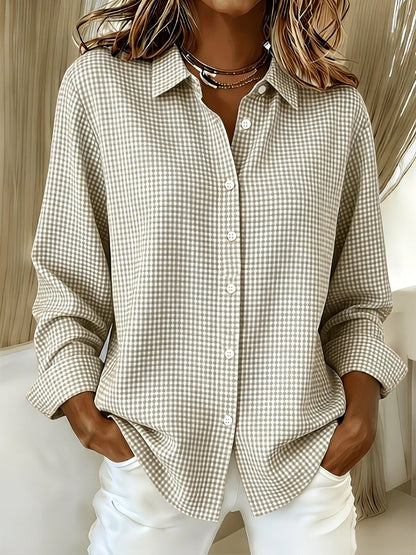 New Arrival🔥 Women's Casual Gingham Long Sleeve Button Down Shirt
