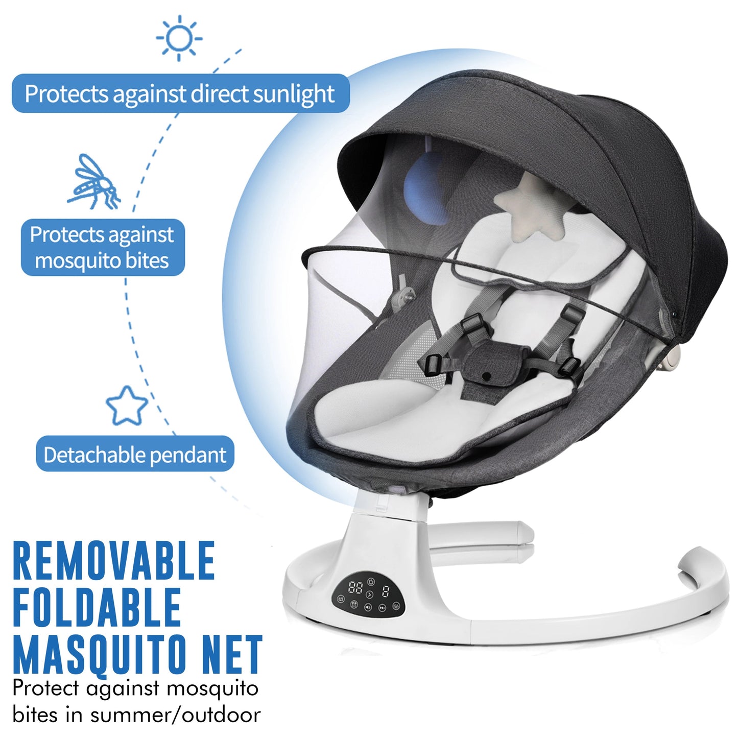⏰Flash-Sale👶Multi Function Baby Electric Swing Bluetooth Music Remote Control Infant Rocker Chair