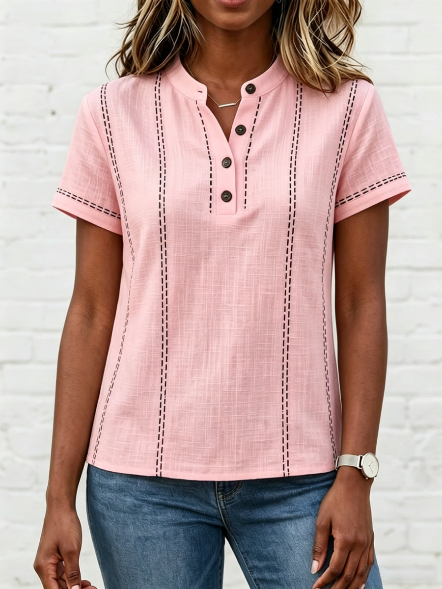 New Arrivals🔥 Women's V-neck Short-sleeve Casual Loose Cotton-linen Top