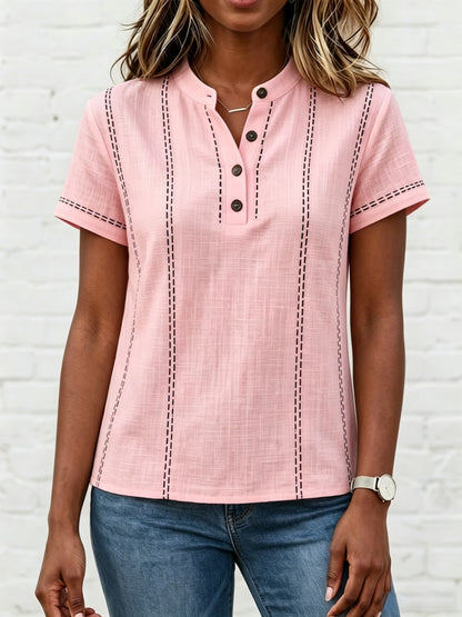 New Arrivals🔥 Women's V-neck Short-sleeve Casual Loose Cotton-linen Top