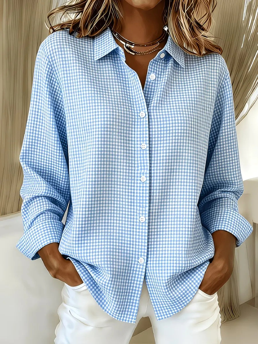 New Arrival🔥 Women's Casual Gingham Long Sleeve Button Down Shirt