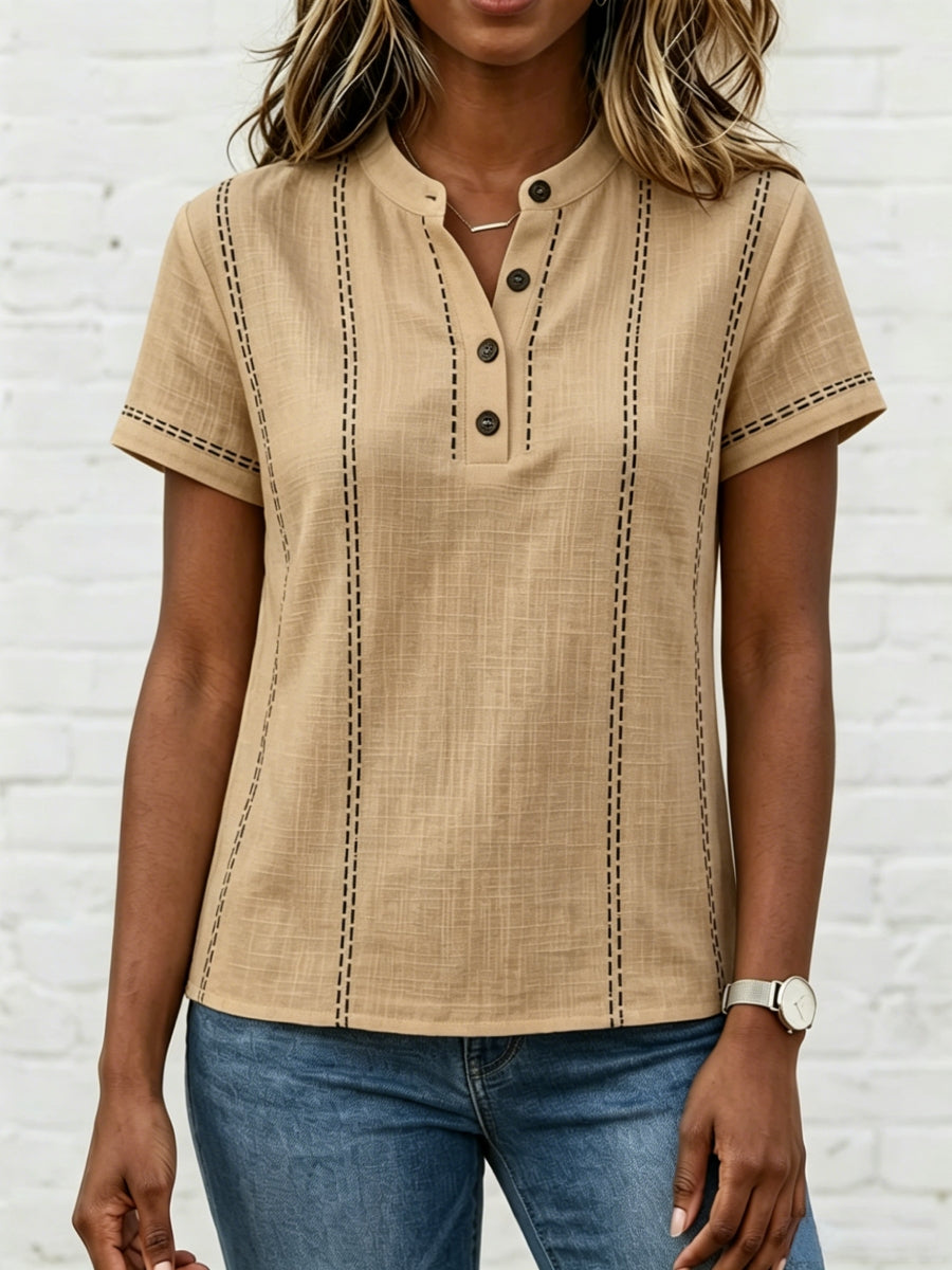 New Arrivals🔥 Women's V-neck Short-sleeve Casual Loose Cotton-linen Top