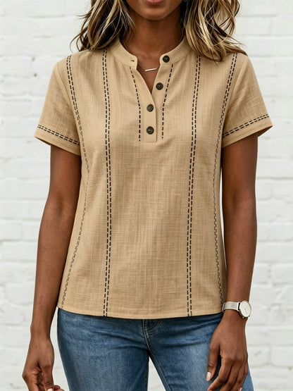 New Arrivals🔥 Women's V-neck Short-sleeve Casual Loose Cotton-linen Top