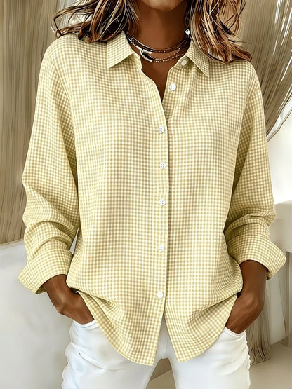 New Arrival🔥 Women's Casual Gingham Long Sleeve Button Down Shirt