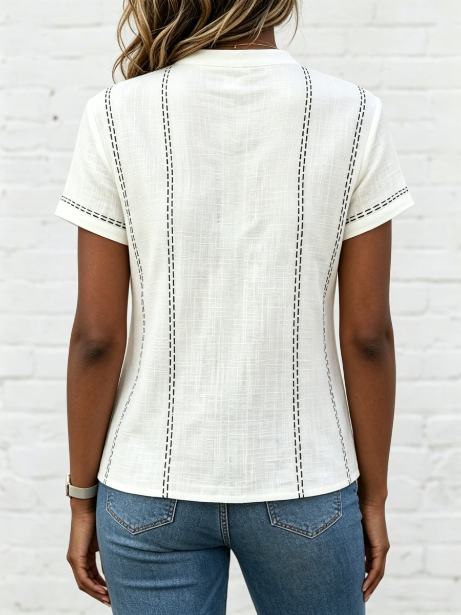 New Arrivals🔥 Women's V-neck Short-sleeve Casual Loose Cotton-linen Top