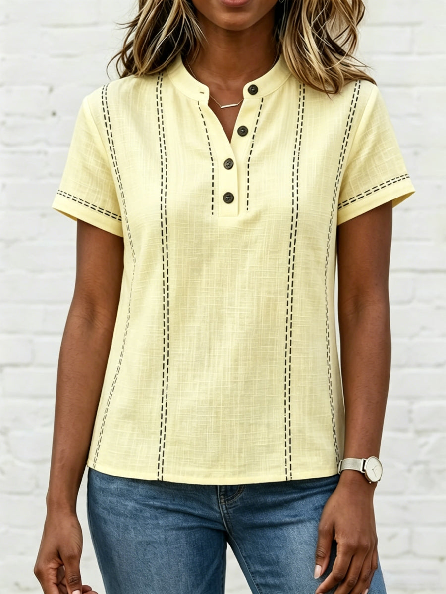 New Arrivals🔥 Women's V-neck Short-sleeve Casual Loose Cotton-linen Top
