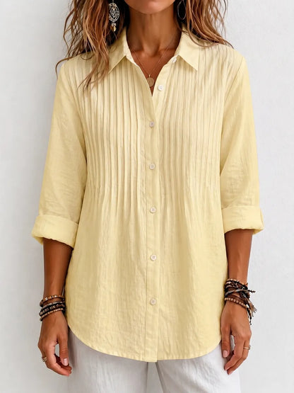 New Arrival 🔥 Women's Solid-color Casual Pleated Cotton-linen Shirt