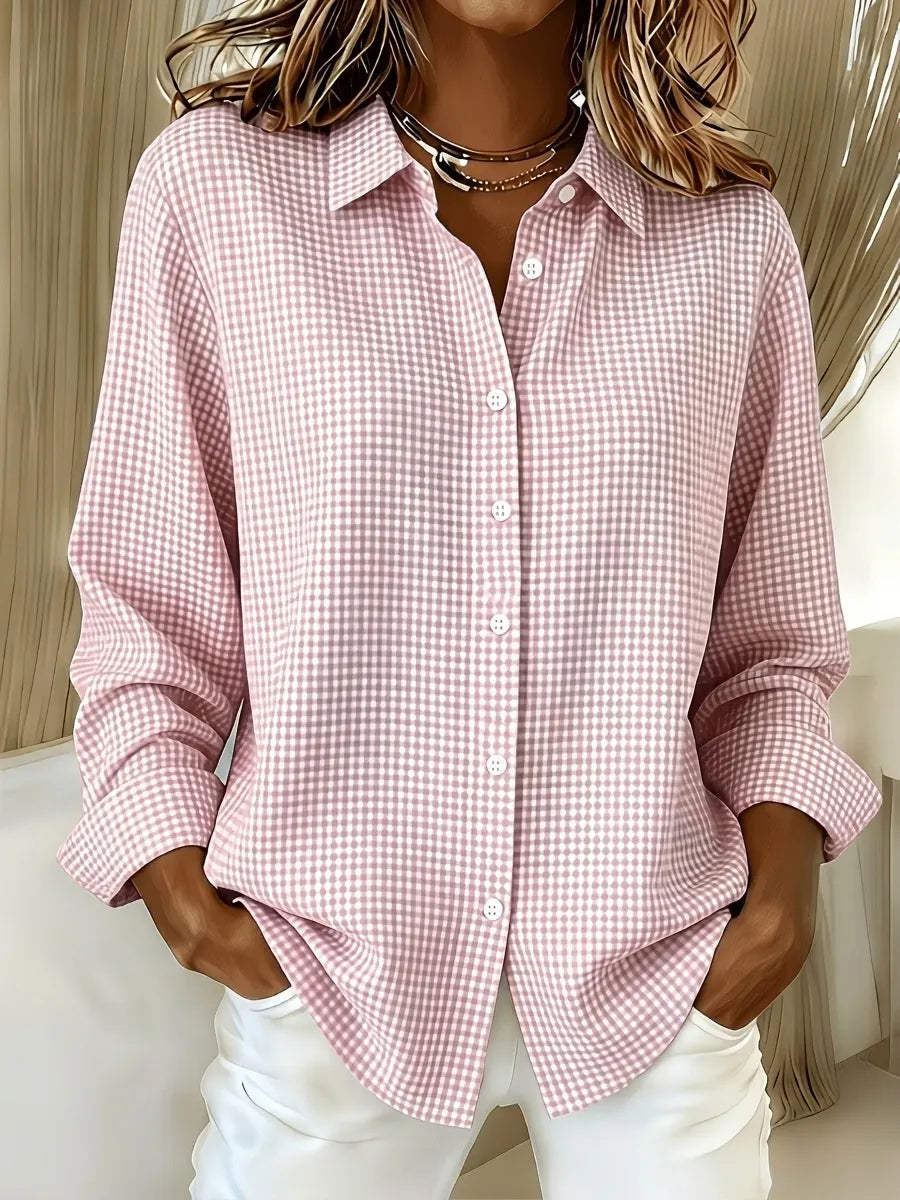 New Arrival🔥 Women's Casual Gingham Long Sleeve Button Down Shirt