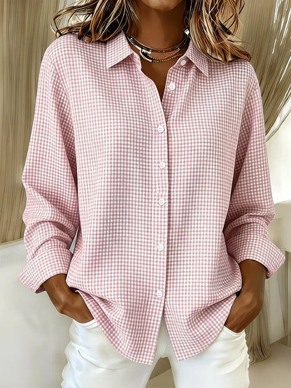 New Arrival🔥 Women's Casual Gingham Long Sleeve Button Down Shirt