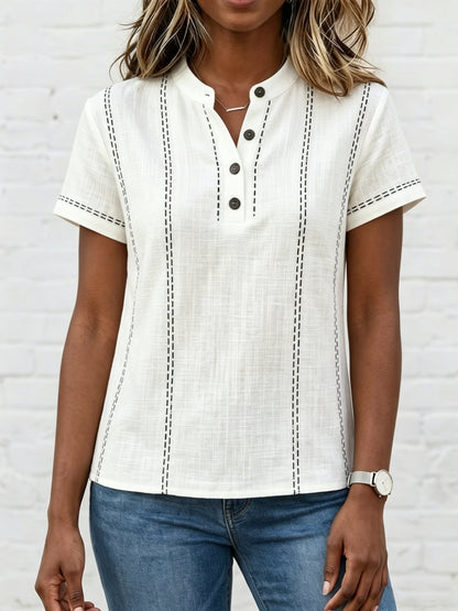 New Arrivals🔥 Women's V-neck Short-sleeve Casual Loose Cotton-linen Top