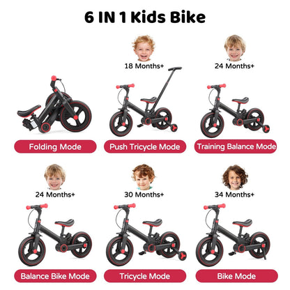 🔥Limited-Time Offer - 6-in-1 Convertible Toddler Tricycle & Balance Bike – Foldable & Adjustable